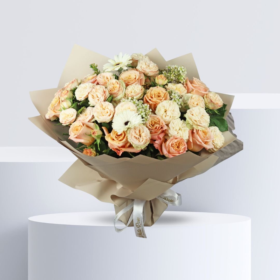 Splendid Bouquet - Elegant Roses and Gerbera in a Stylish Bag