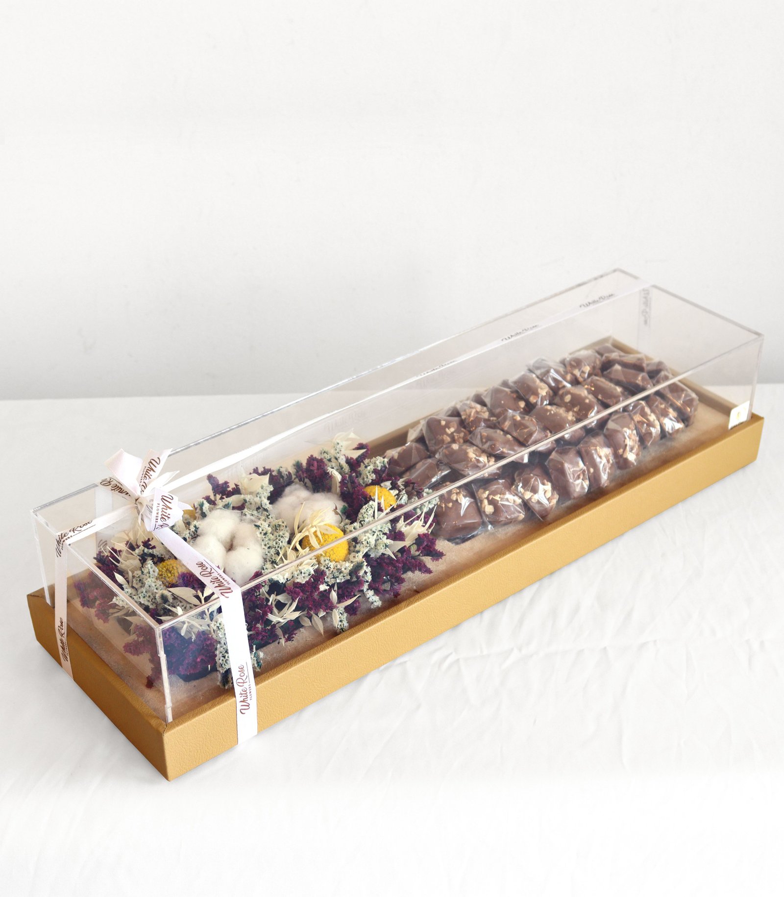 Chocolate Leather Box - Luxurious Chocolates and Dried Flowers Gift