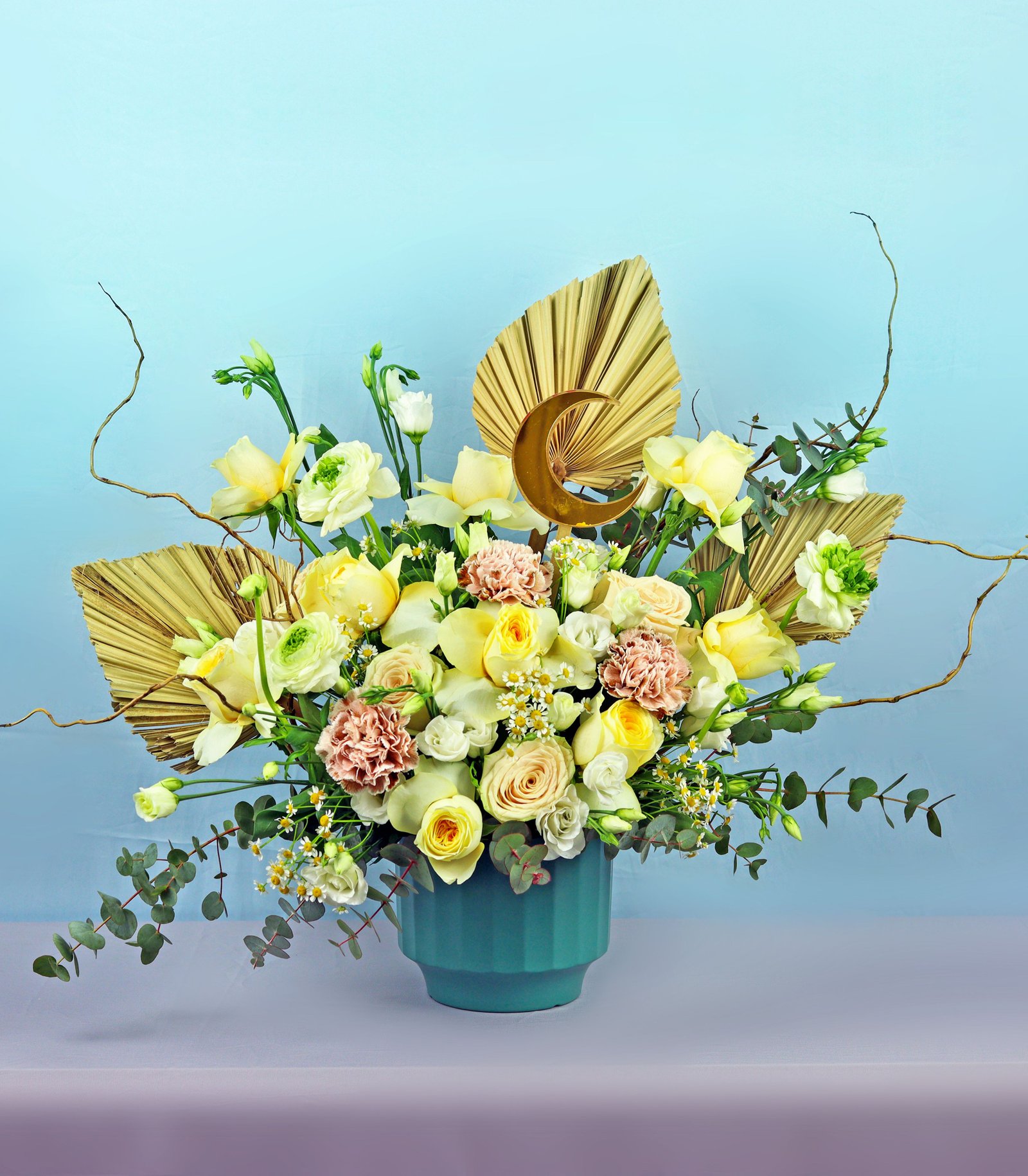 Golden Leaf Vase Arrangement - Elegant Floral Display
