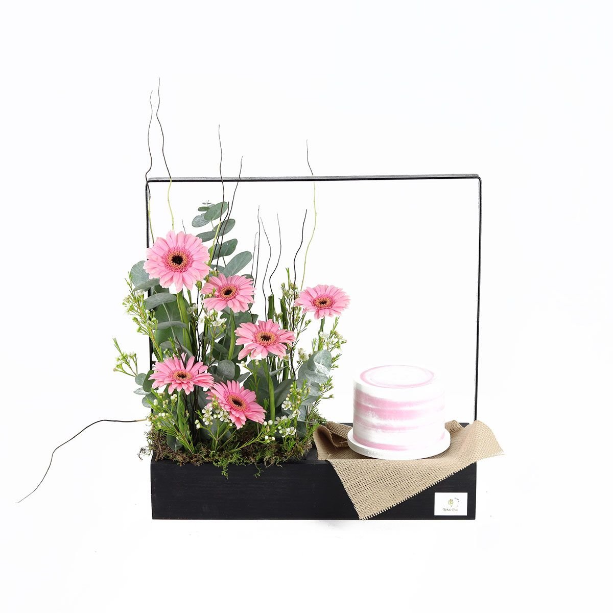 Gerbera Flowers and Cake Stand - Trendy Gift Set