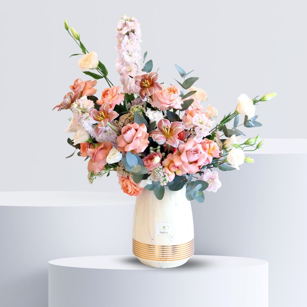 Blushing Surprise Arrangement - Elegant Flowers in Vase