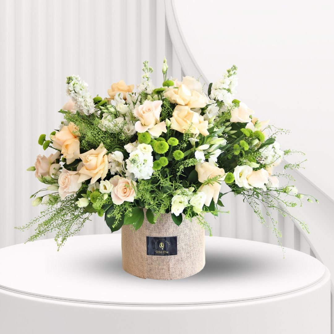 Full of Blooms - Elegant Floral Arrangement in a Charming Vase