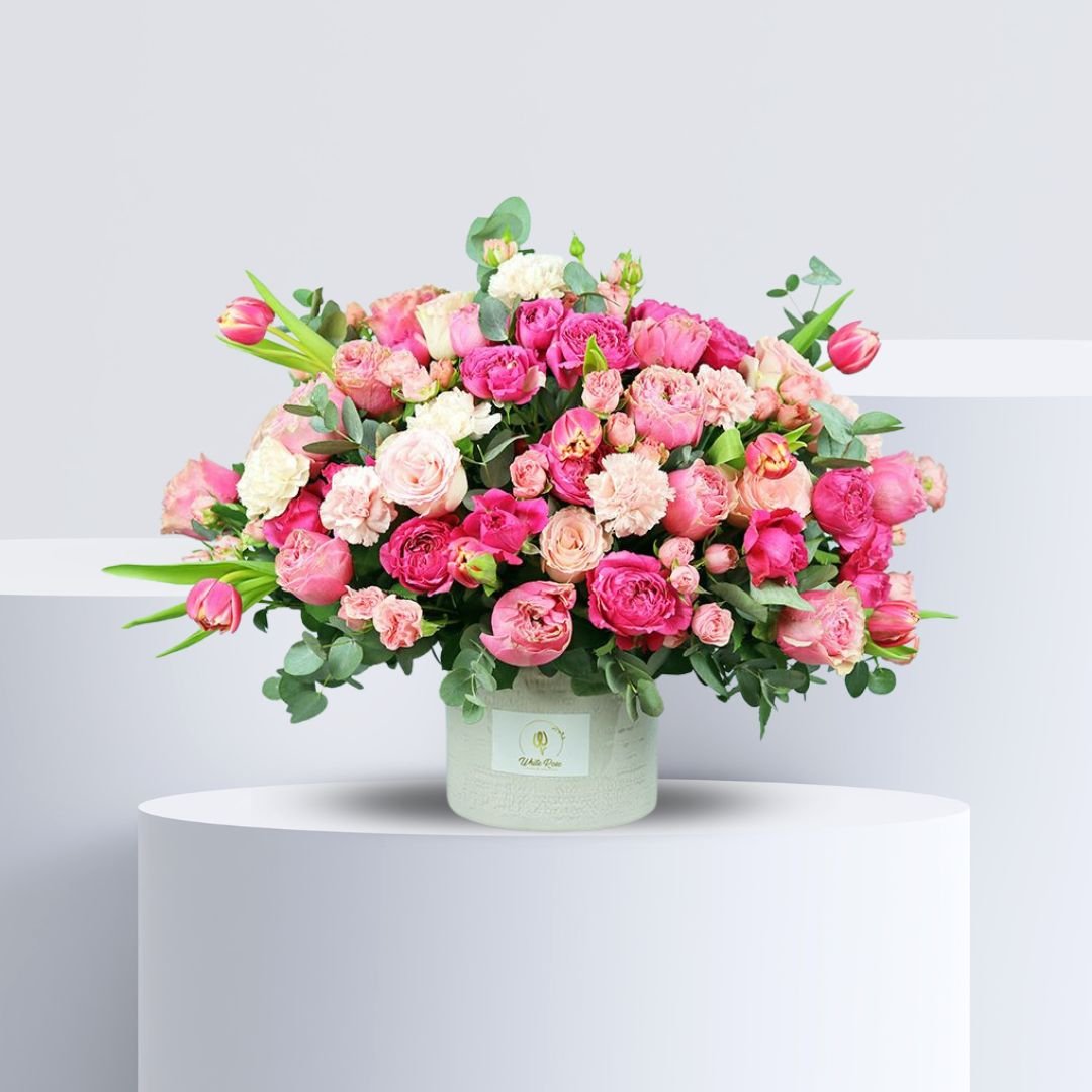 Innocent Pink Vase Arrangement - Elegant Floral Display