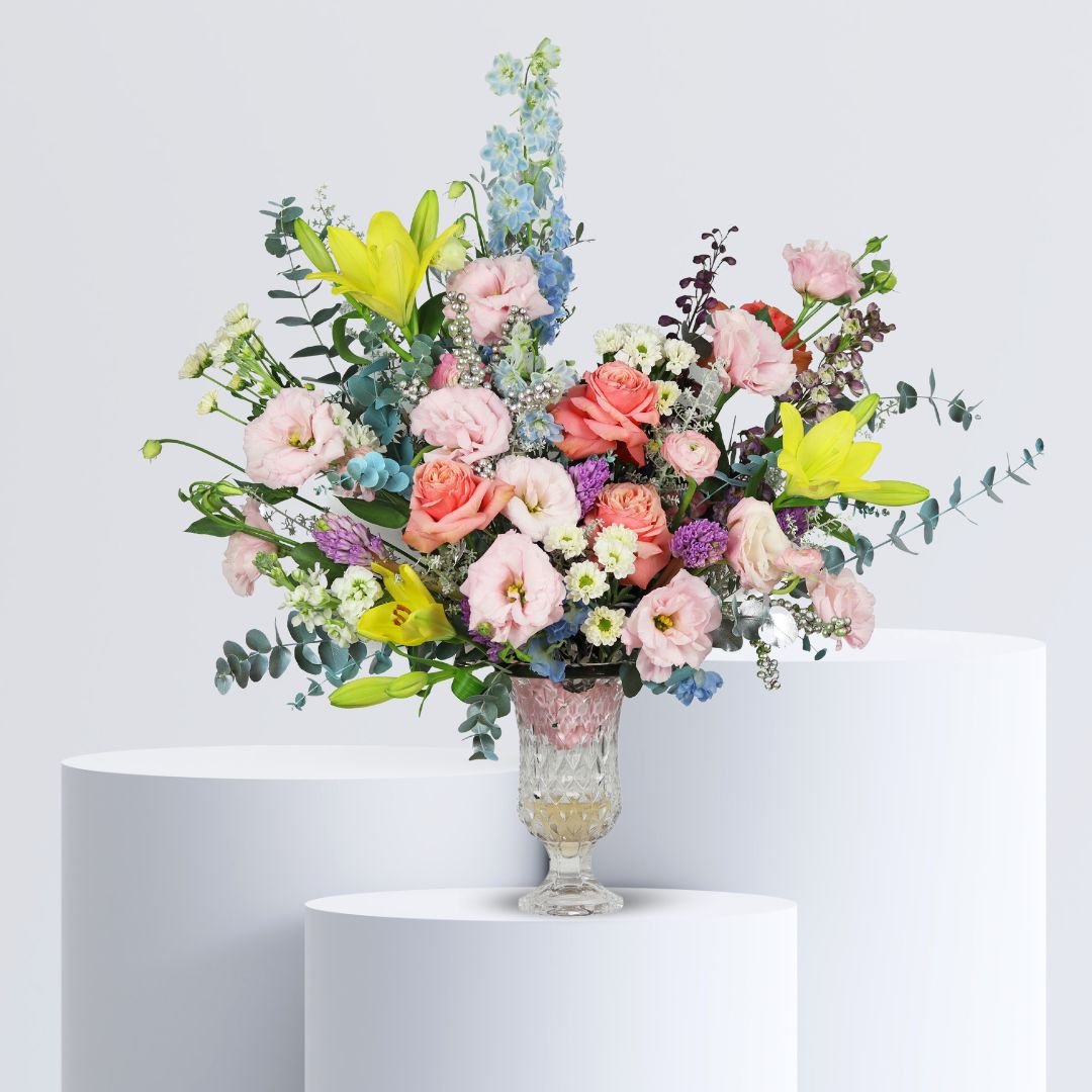 Joyful Moments Flowers Vase - Elegant Floral Arrangement