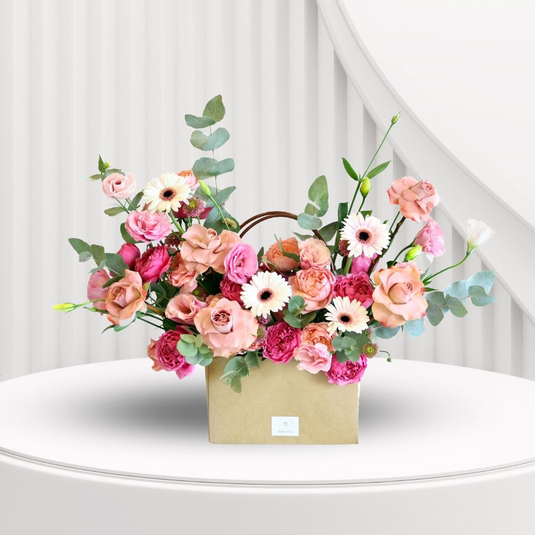 Make a Wish Flower Bag - Elegant Roses and Lisianthus Arrangement