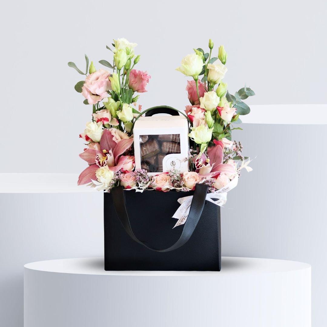 Passionate Chocolate Bag - Elegant Floral and Chocolate Gift