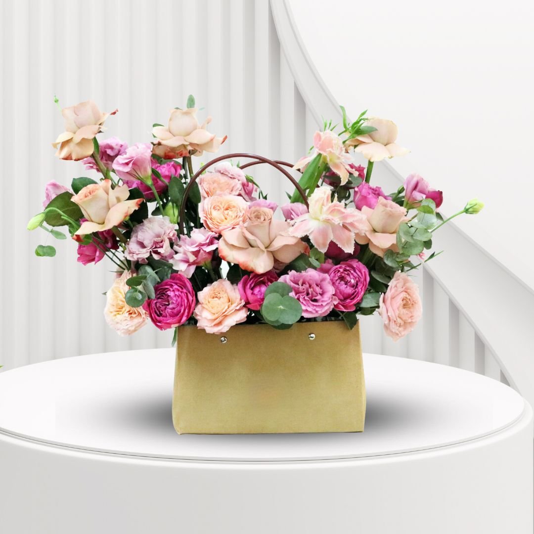 Rustic Bloom in Bag - Charming Floral Arrangement in Mini Bag