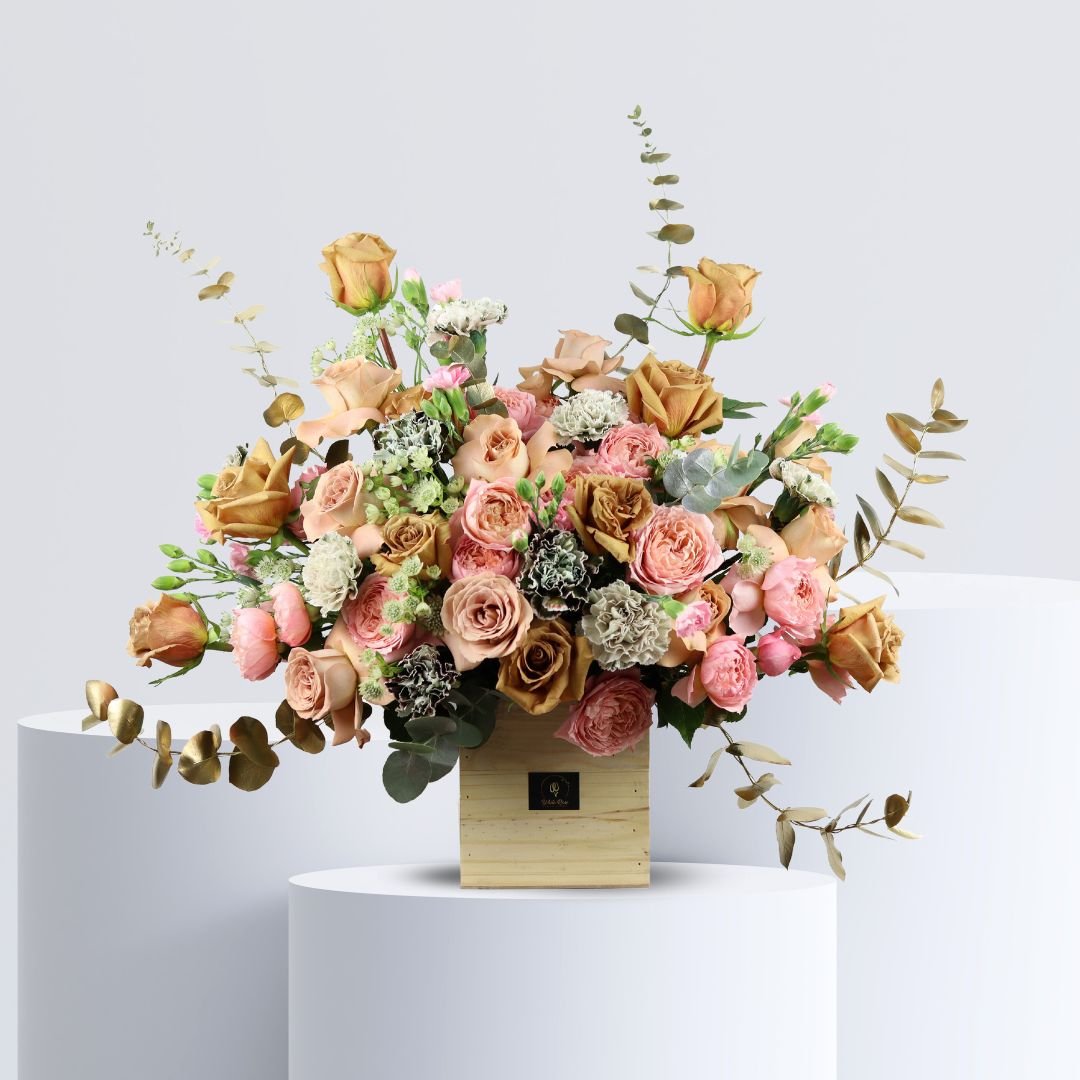 Spirit of Life Flowers - Rustic Elegance in a Wooden Vase