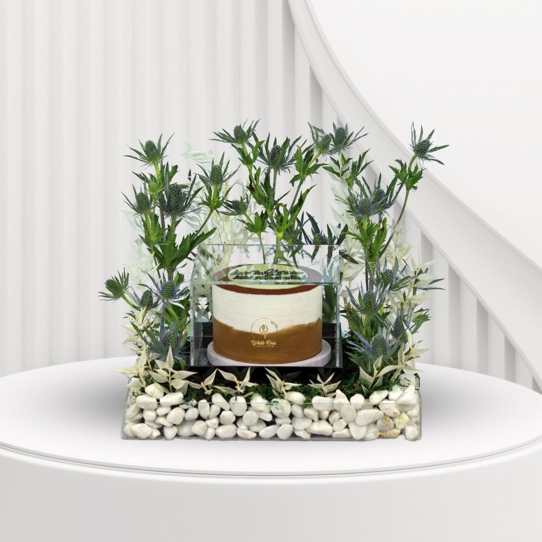 Vintage Cake Tray - Elegant Flowers and Cake in Acrylic Display