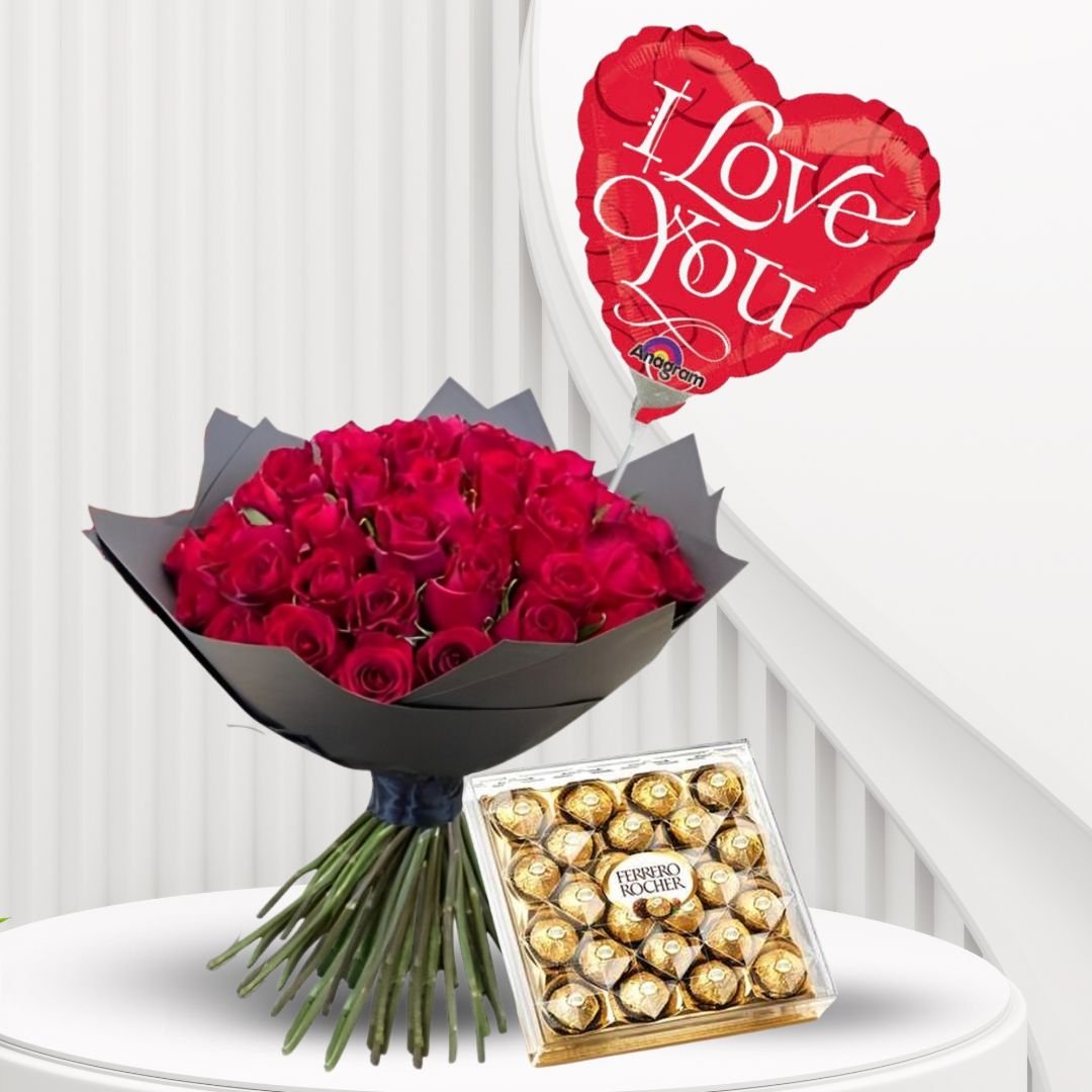 Red Rose Chocolates & Balloon Gift Set