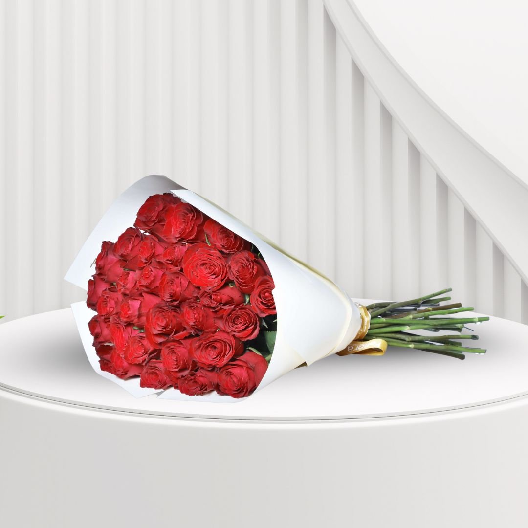 Ruby Red Roses Bouquet - 30 Elegant Madam Red Stems